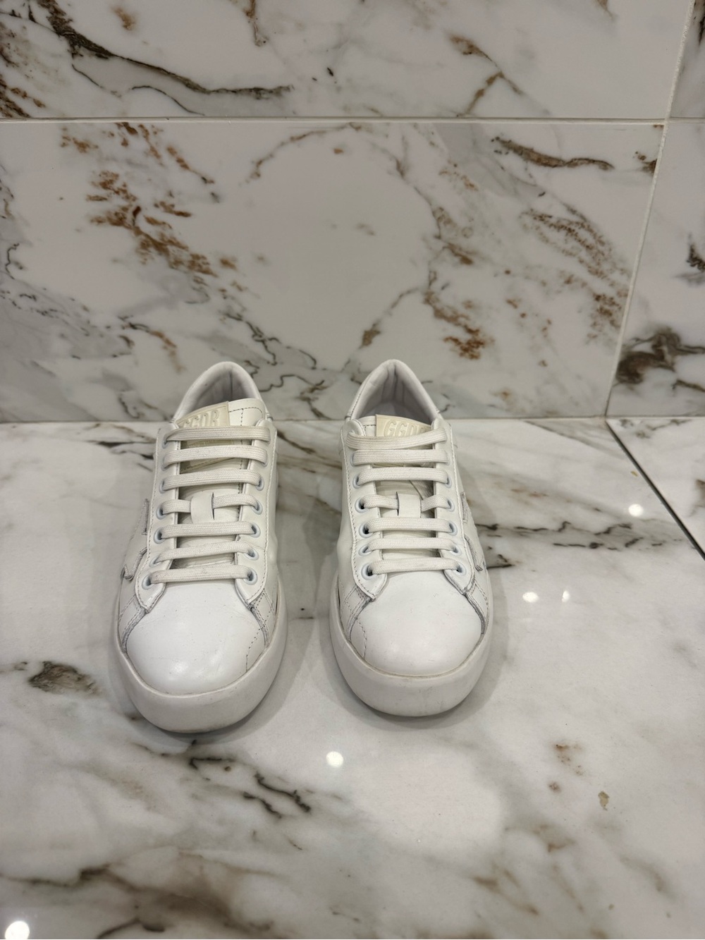 Golden Goode White Leather Pure-Star Accent Sneakers - Picture 3 of 10